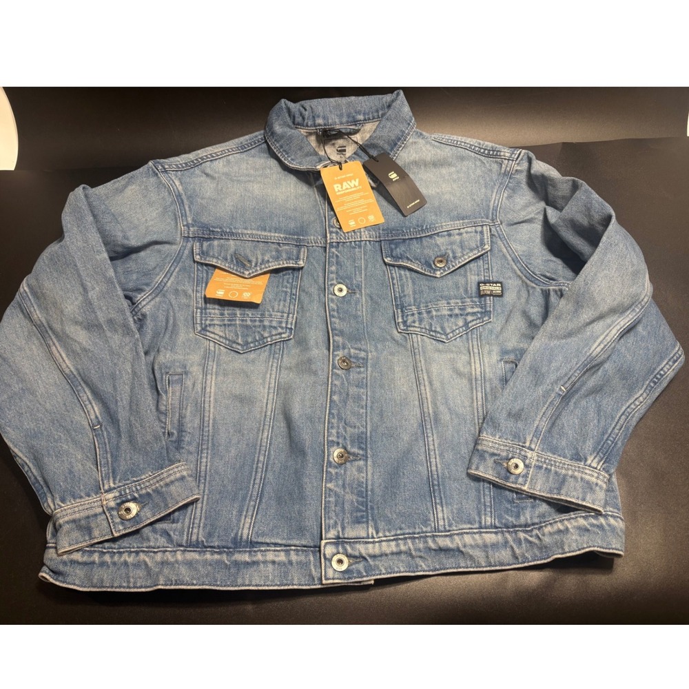 G-Star Raw Women's Oversized Denim Jacket Sun Faded Air Force Blue XL MSRP $230